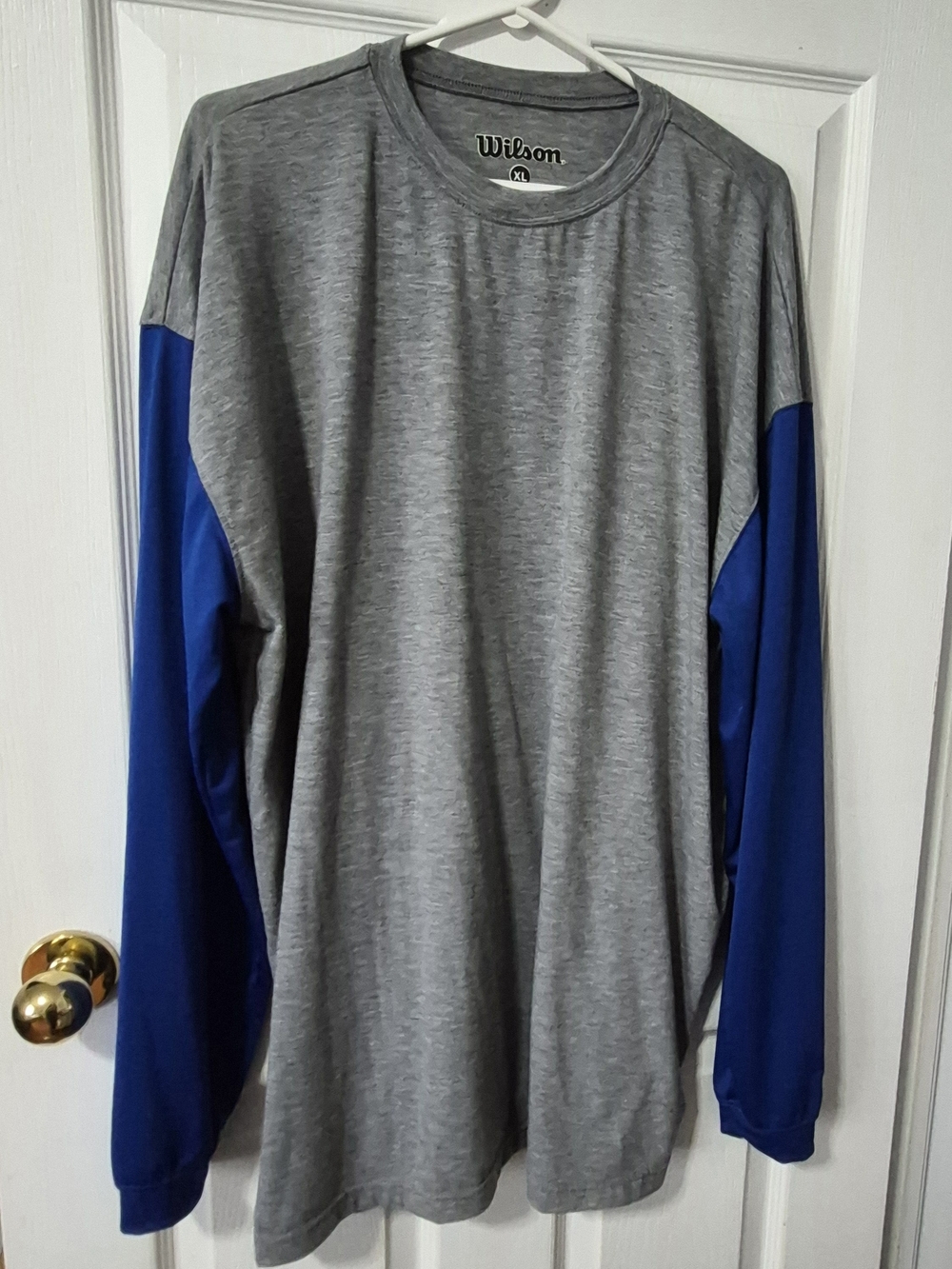 Wilson Grey Long Sleeve Shirt with Blue Contrast Sleeves